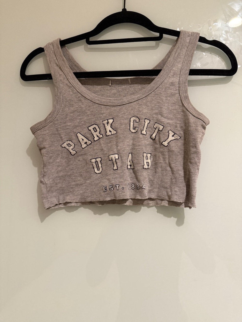 Park City Utah Cropped Tank Top - Taupe